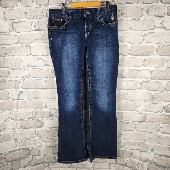 Vintage Y2K Baby Phat Jeans Baby Bootcut Mid Rise Medium Wash Fade Size 13 - Picture 1 of 15